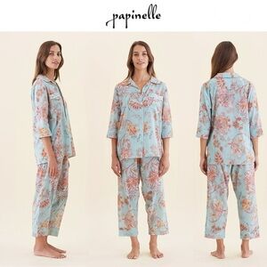Papinelle Women's Coco Crop PJ Set Mint Sz XS NWT 129$